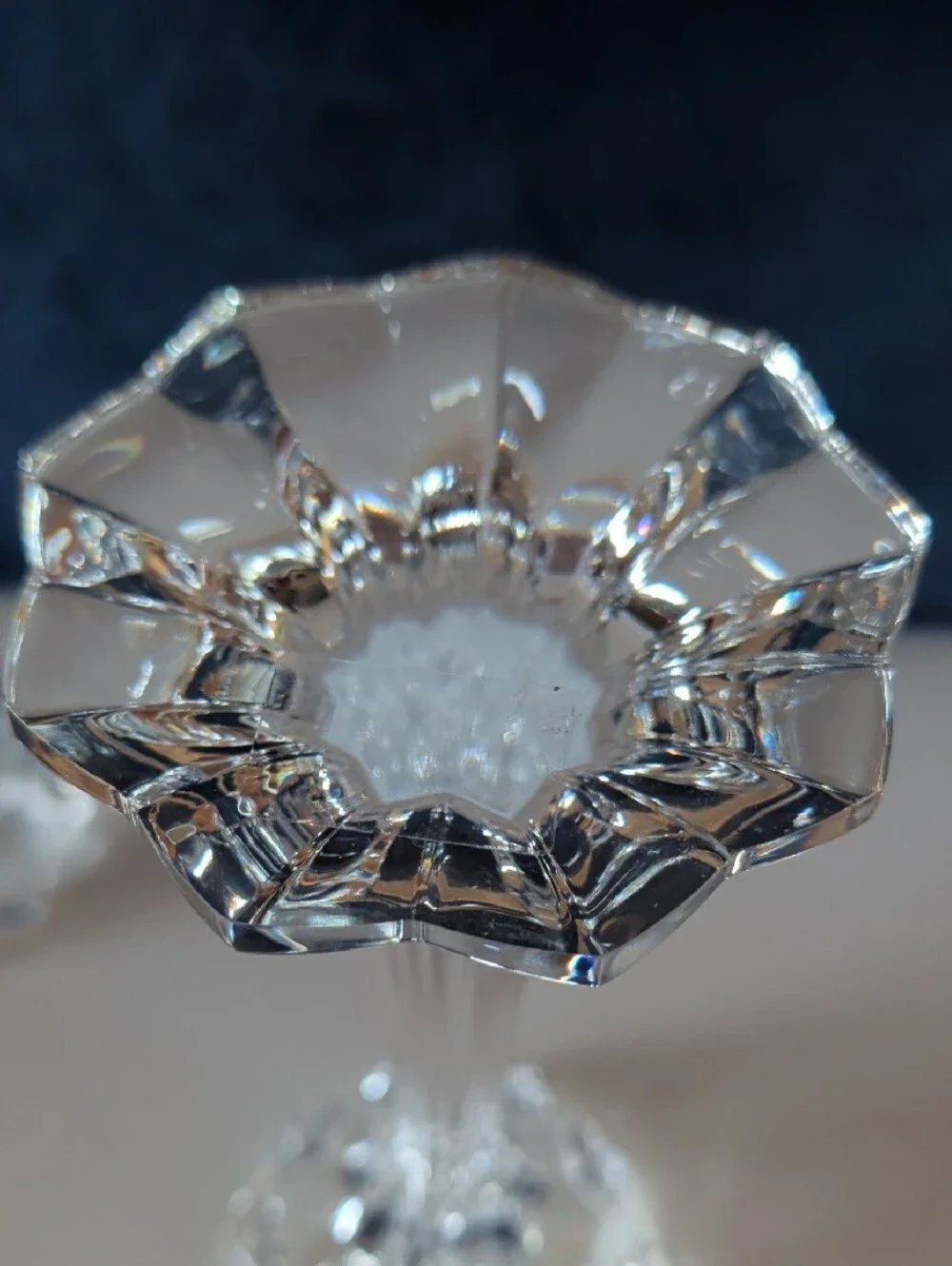 2 Mikasa Royal Crown, Lead Crystal Candlesticks. Fluted Stem & a Flower-Shape.